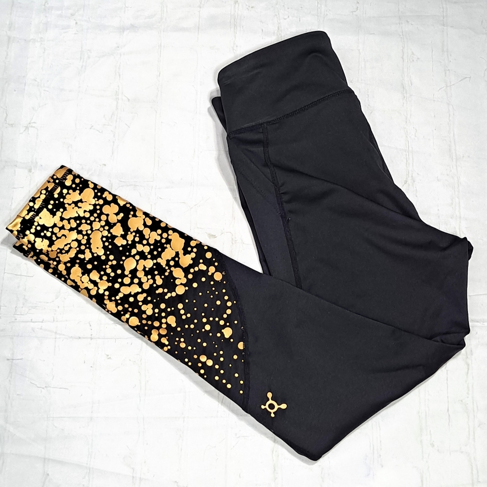 Orangetheory Gold Paint Splatter Shine Fuel Leggings